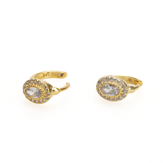 Minimal Gold Huggie Cubic Zirconia Earrings