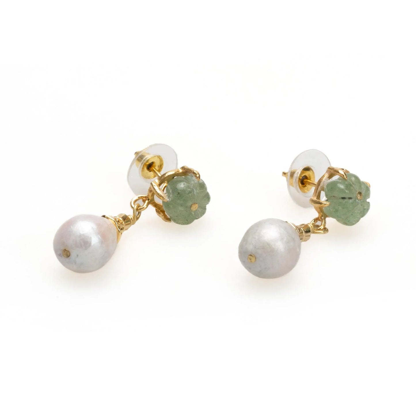 Dangling Gold Elegant Pearl Earrings with Aventurine, Labradorite and Amethyst Options