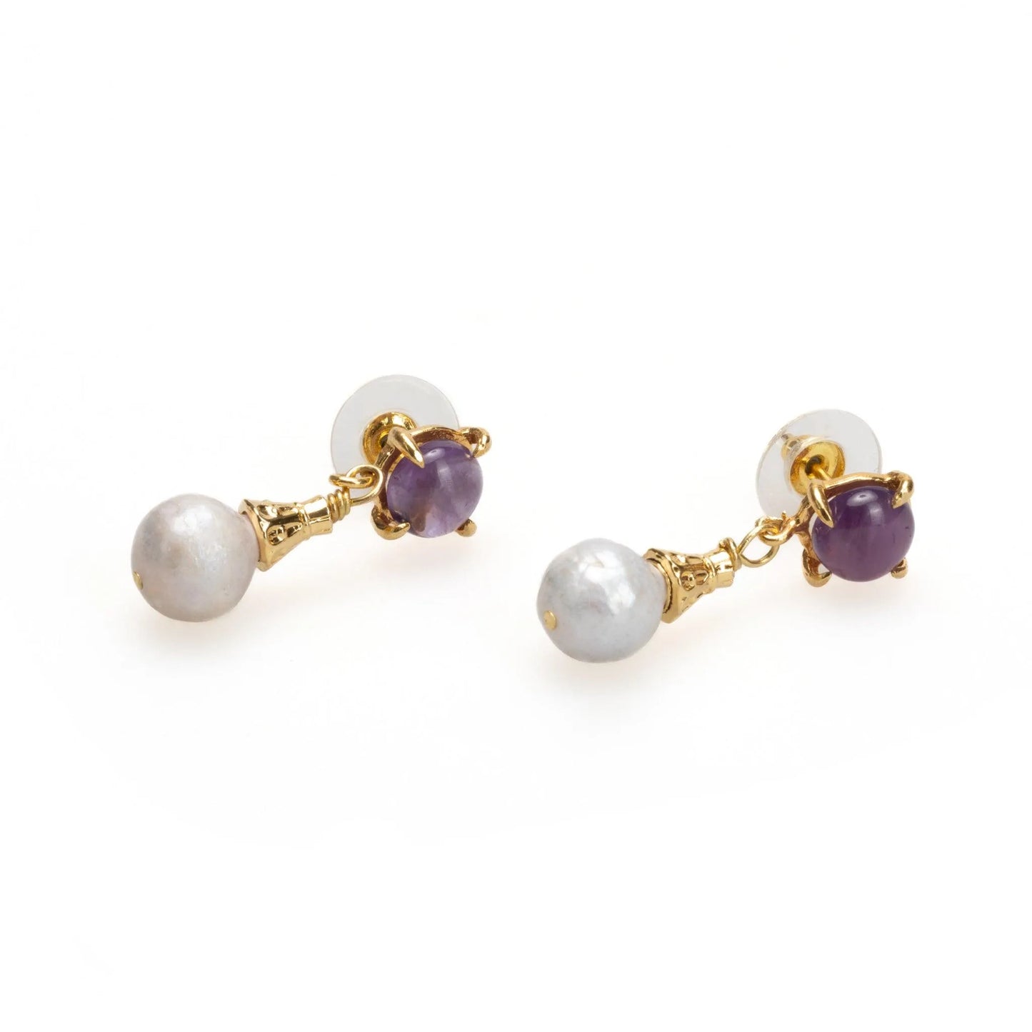 Dangling Gold Elegant Pearl Earrings with Aventurine, Labradorite and Amethyst Options