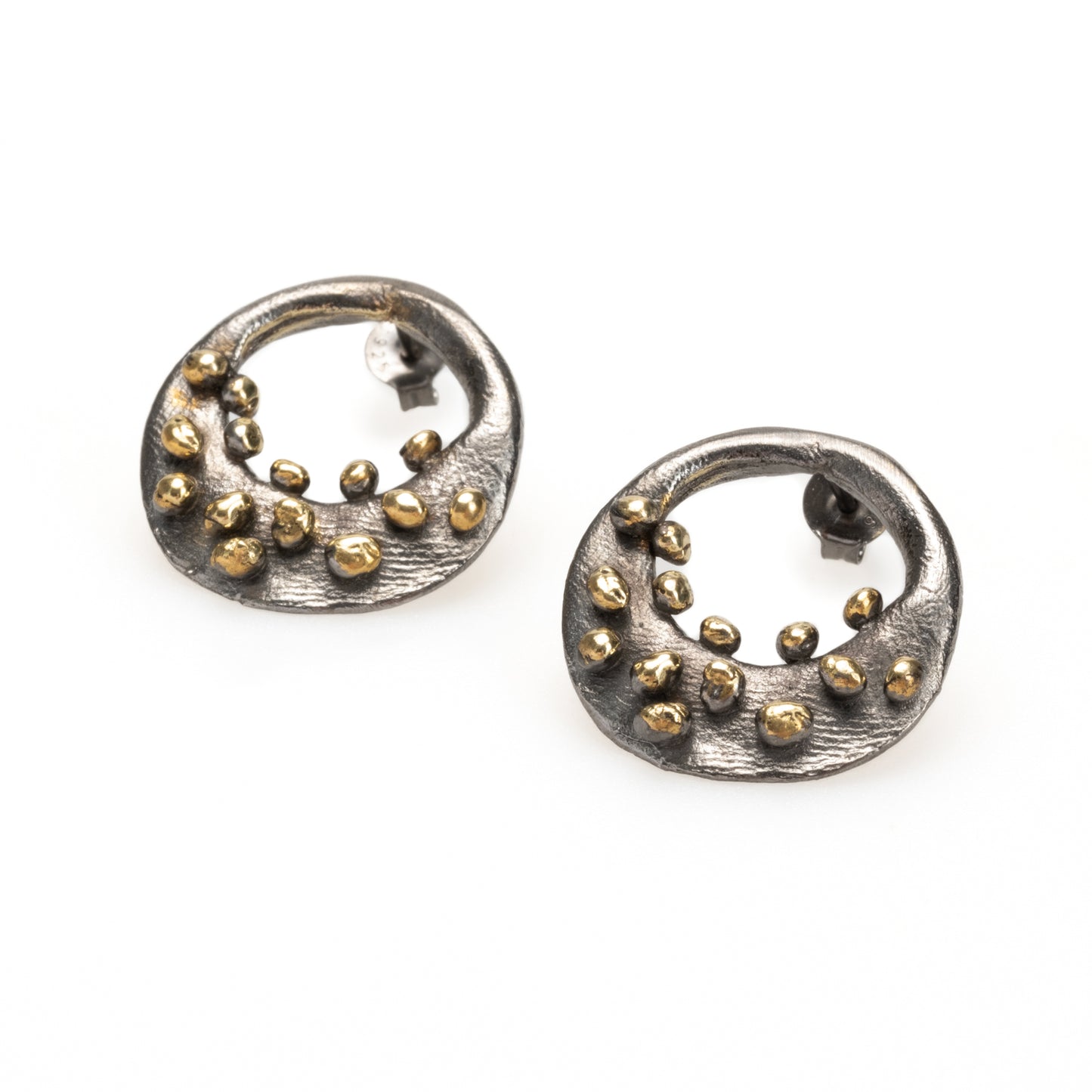Golden Orbs Earrings with 18k Gold and Rhodium