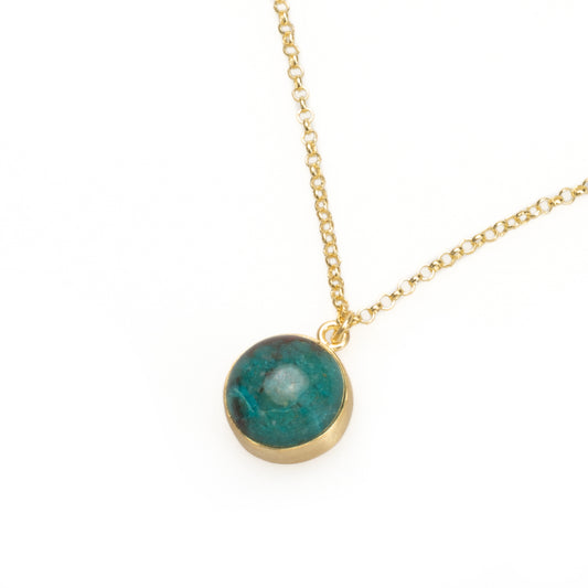 18k Gold Chrysocolla Necklace