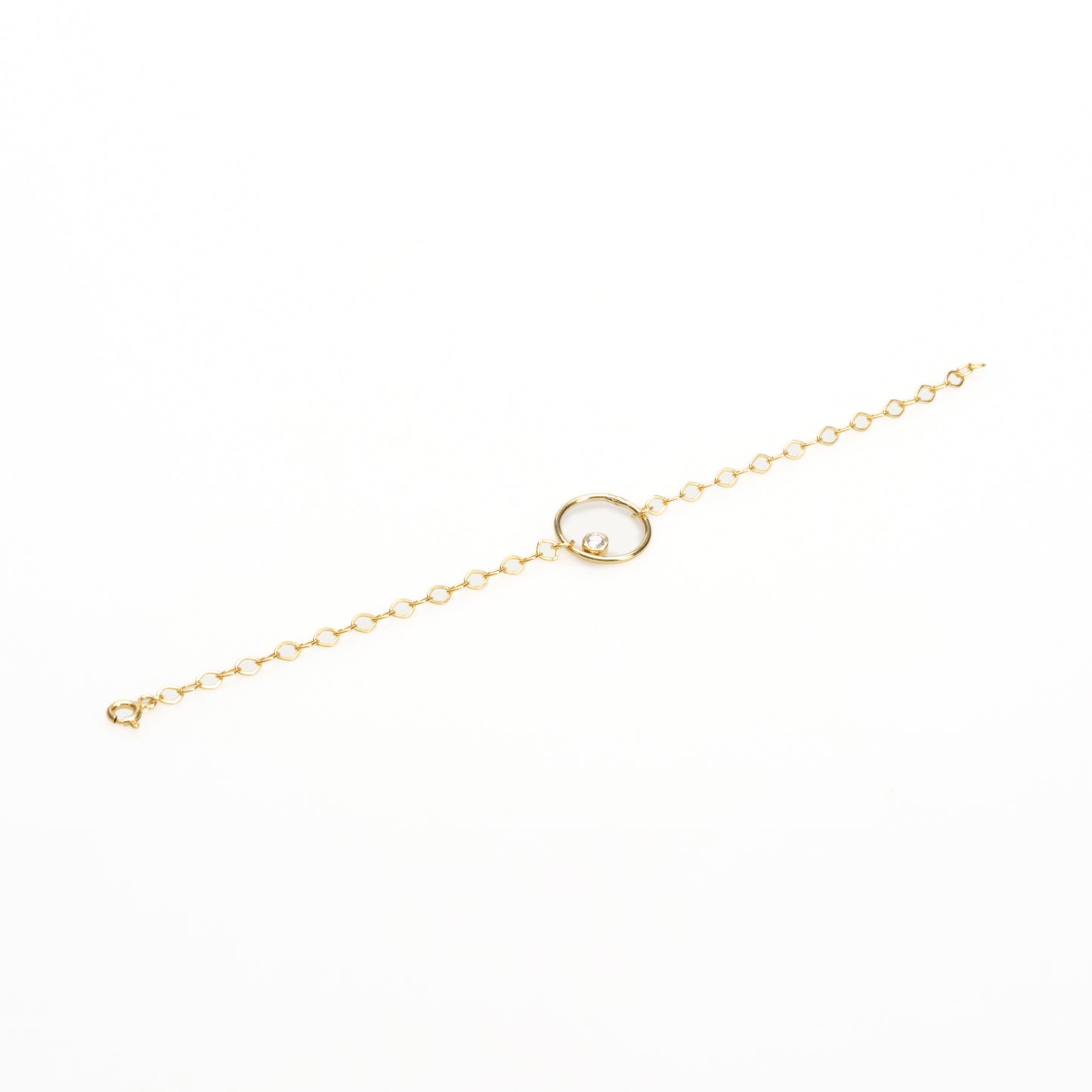 Minimal Gold Circle Bracelet with Cubic Zirconia