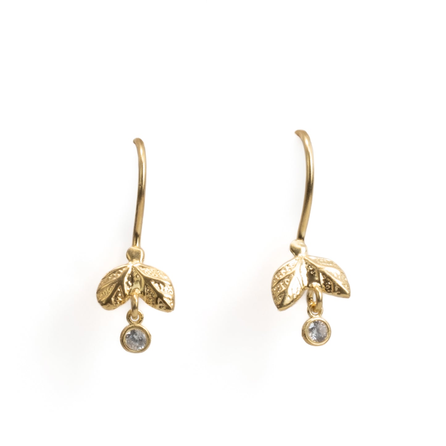 14k Gold Minimal Dangling Leaf Earrings