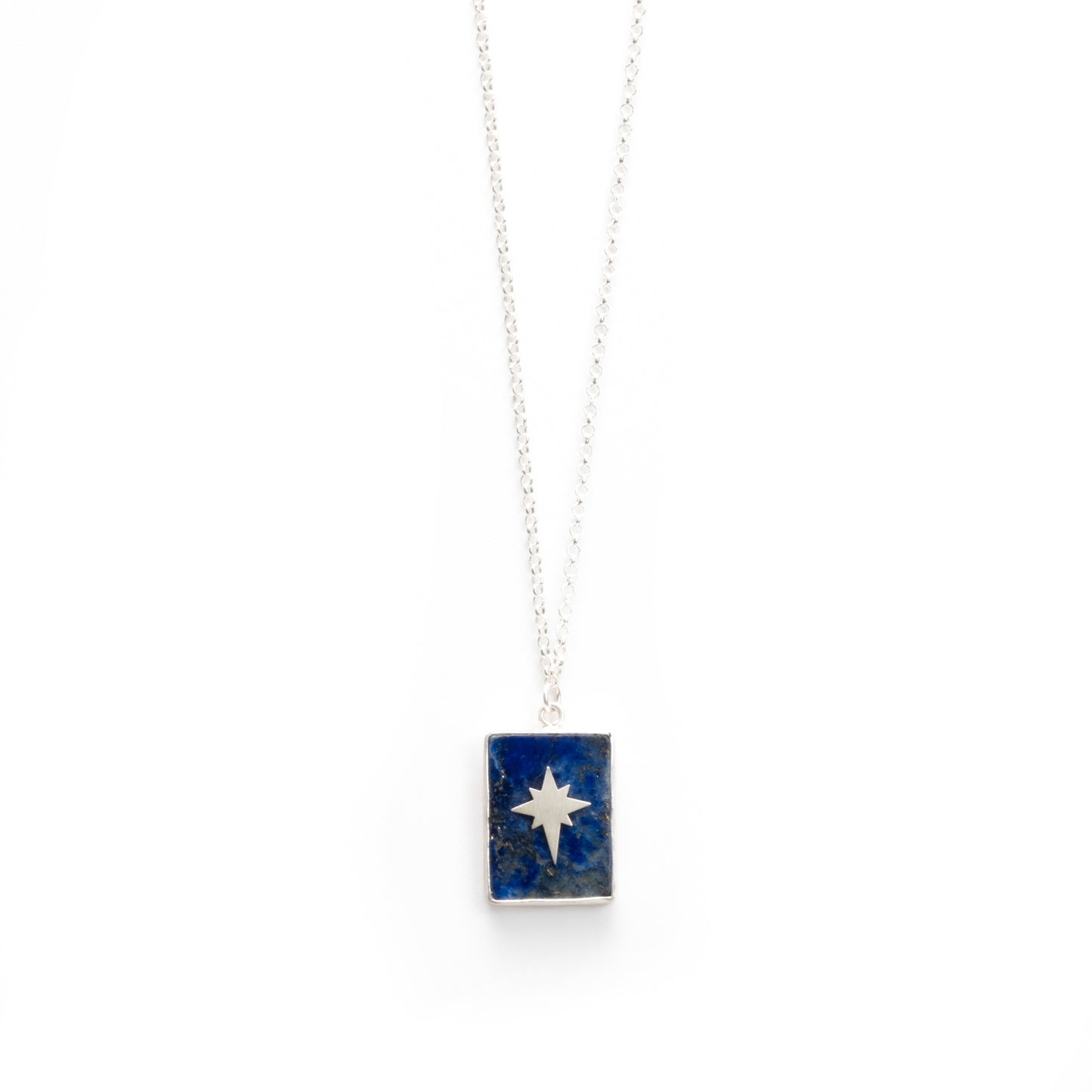 Necklace with Lapis Lazuli Pendant, Moon and North Star Pendant Options