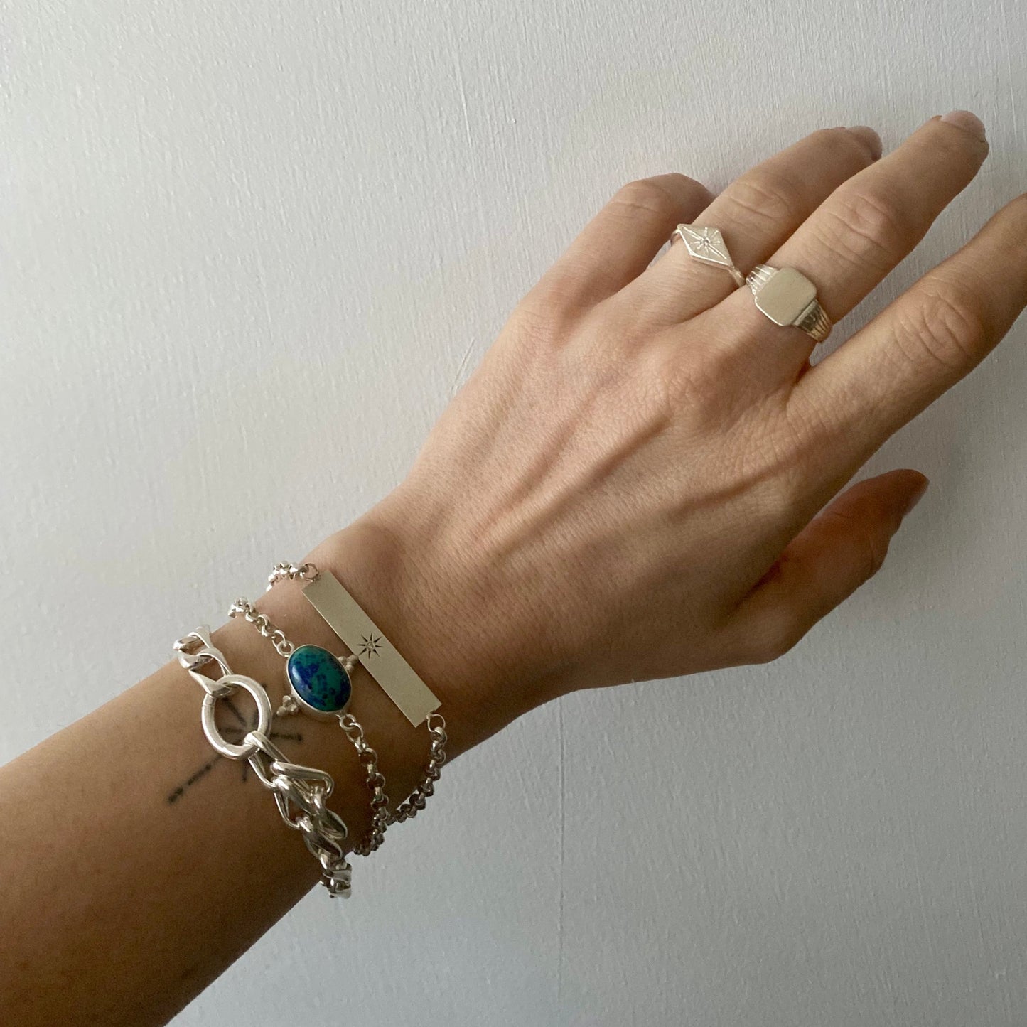 Silver Bracelets with Lapis Lazuli and Azurite Stone Options