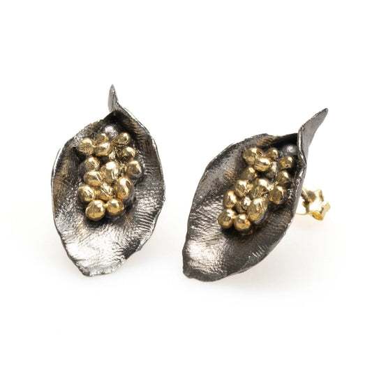 Gold and Rhoidum Cornucopia Earrings