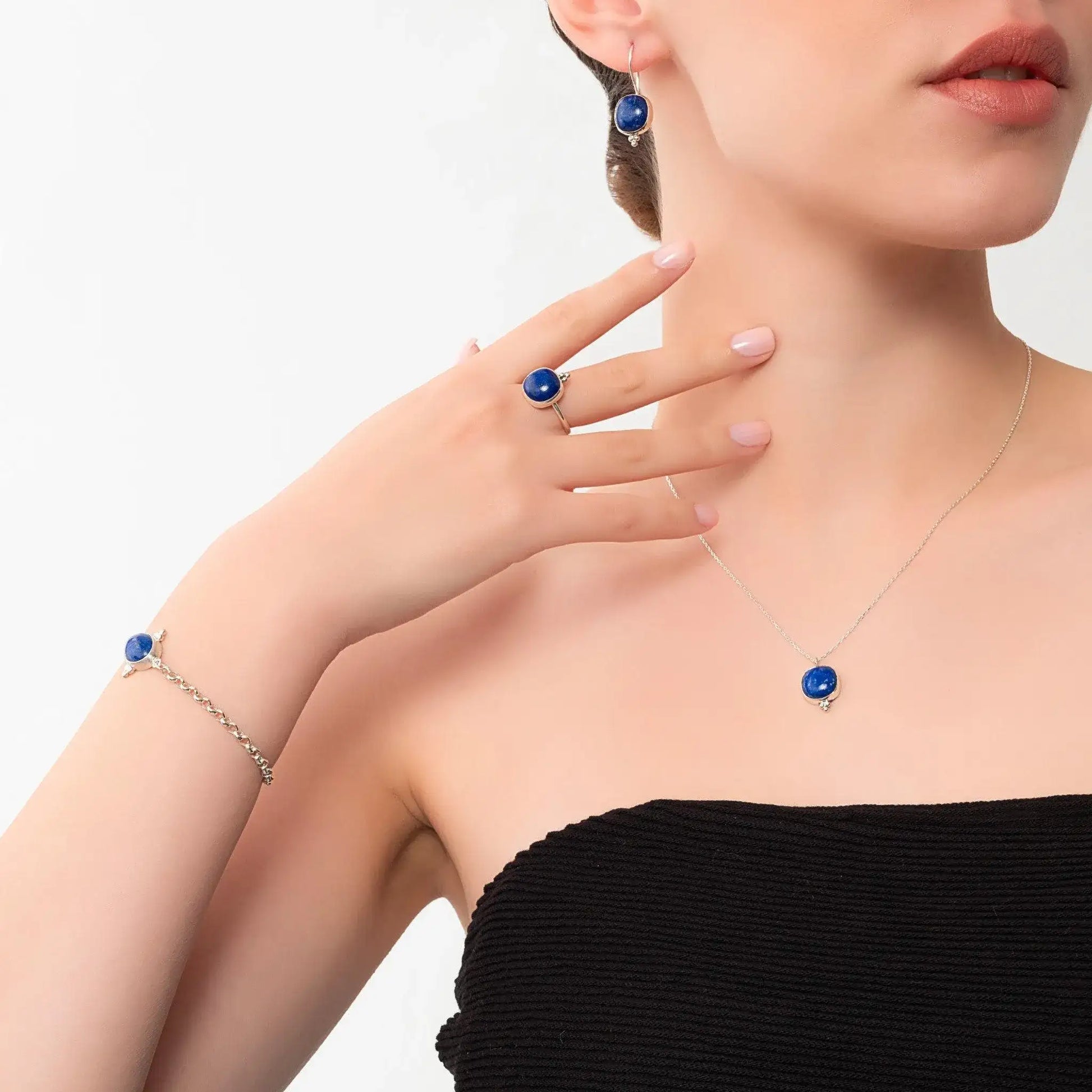 Silver Bracelets with Lapis Lazuli and Azurite Stone