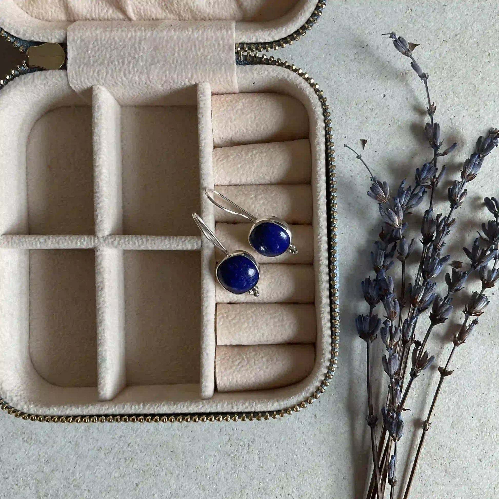 Silver Drop Earrings with Lapis Lazuli