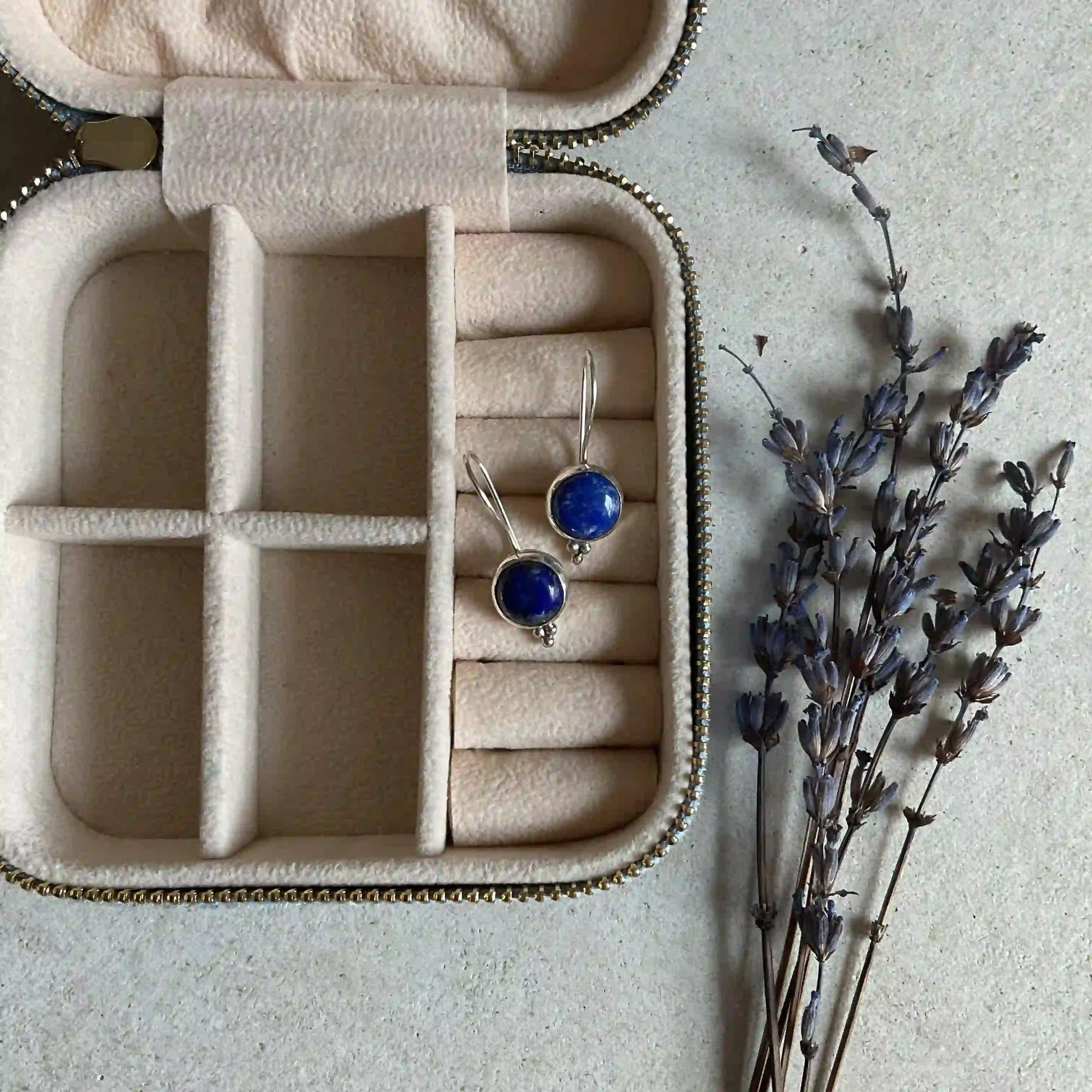 Silver Drop Earrings with Lapis Lazuli