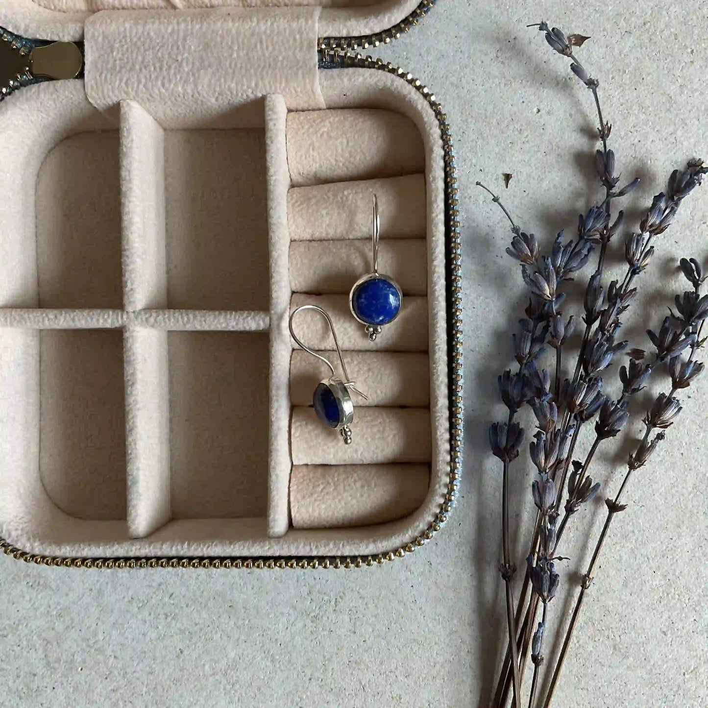 Silver Drop Earrings with Lapis Lazuli