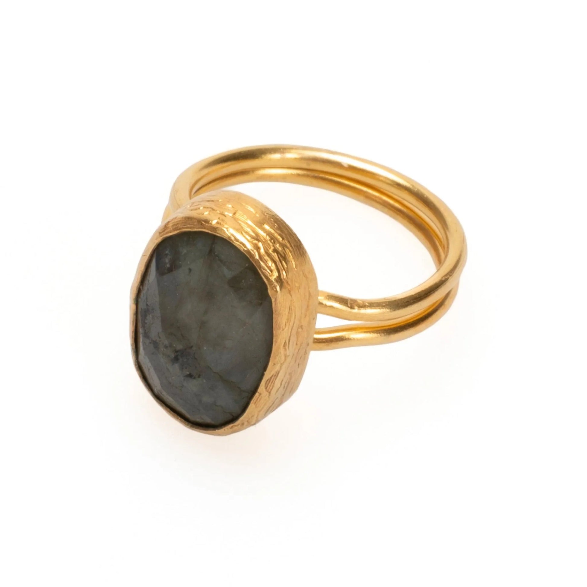 Natural Stone Chunky Gold Ring