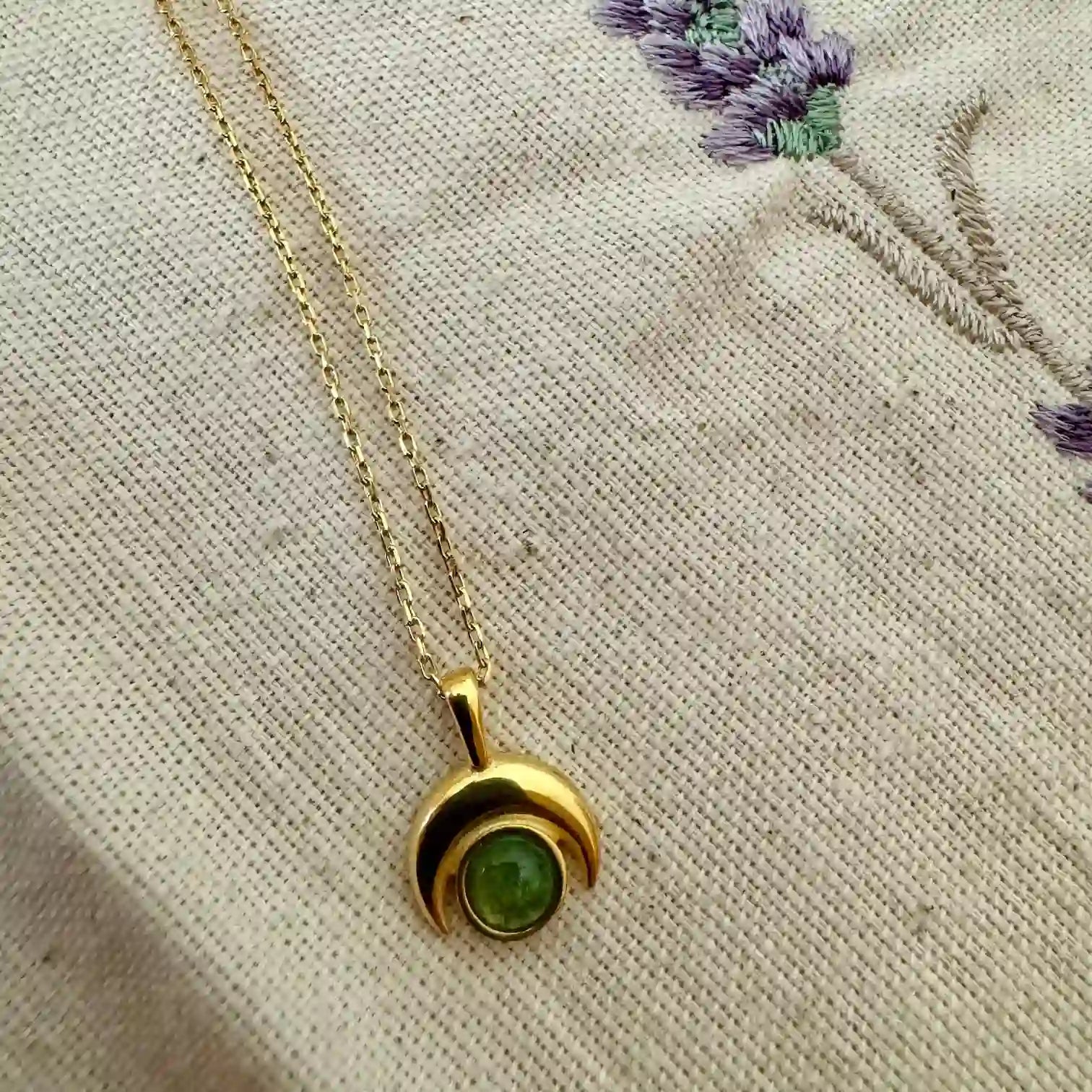 Moon Necklace with Tourmaline