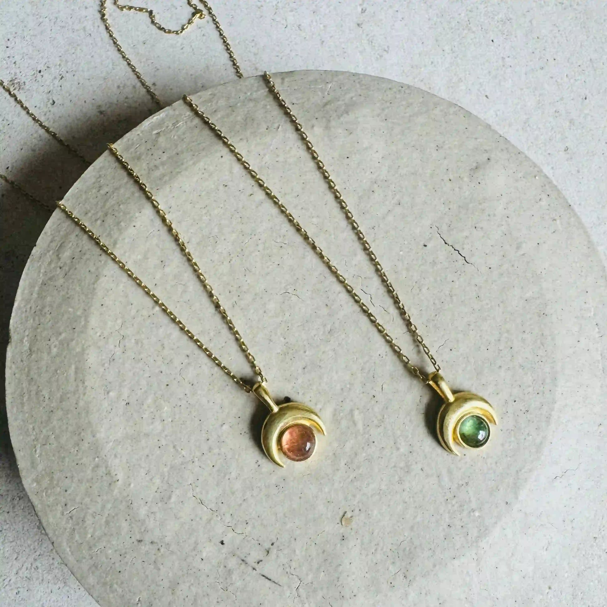 Moon Necklace with Tourmaline