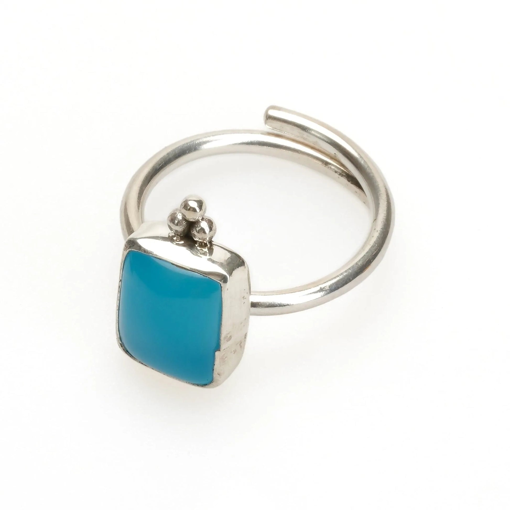 Silver Ring with Blue Agate