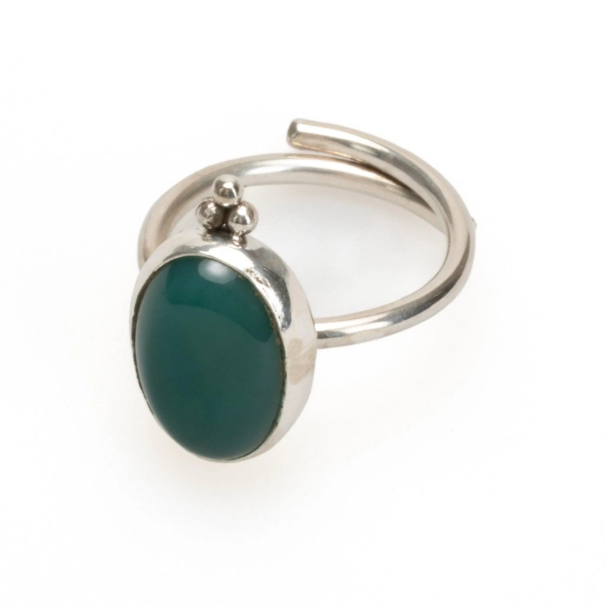 Silver Ring with Green Agate