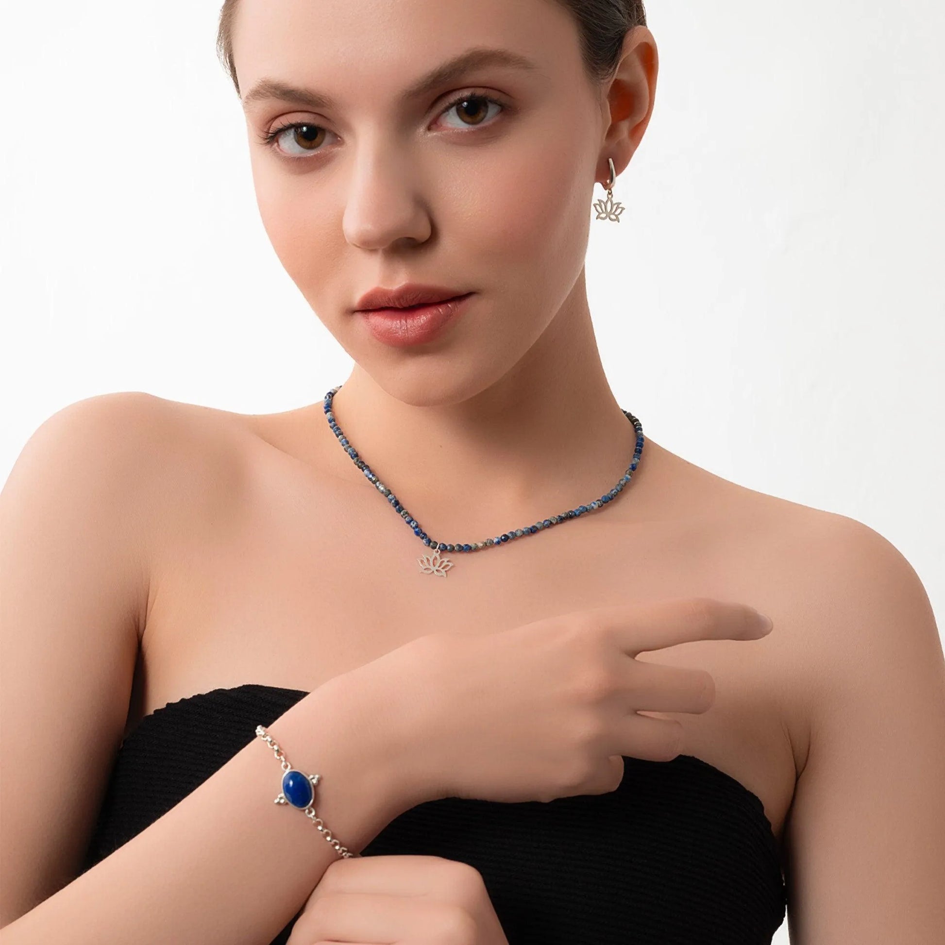 Silver Bracelets with Lapis Lazuli and Azurite Stone