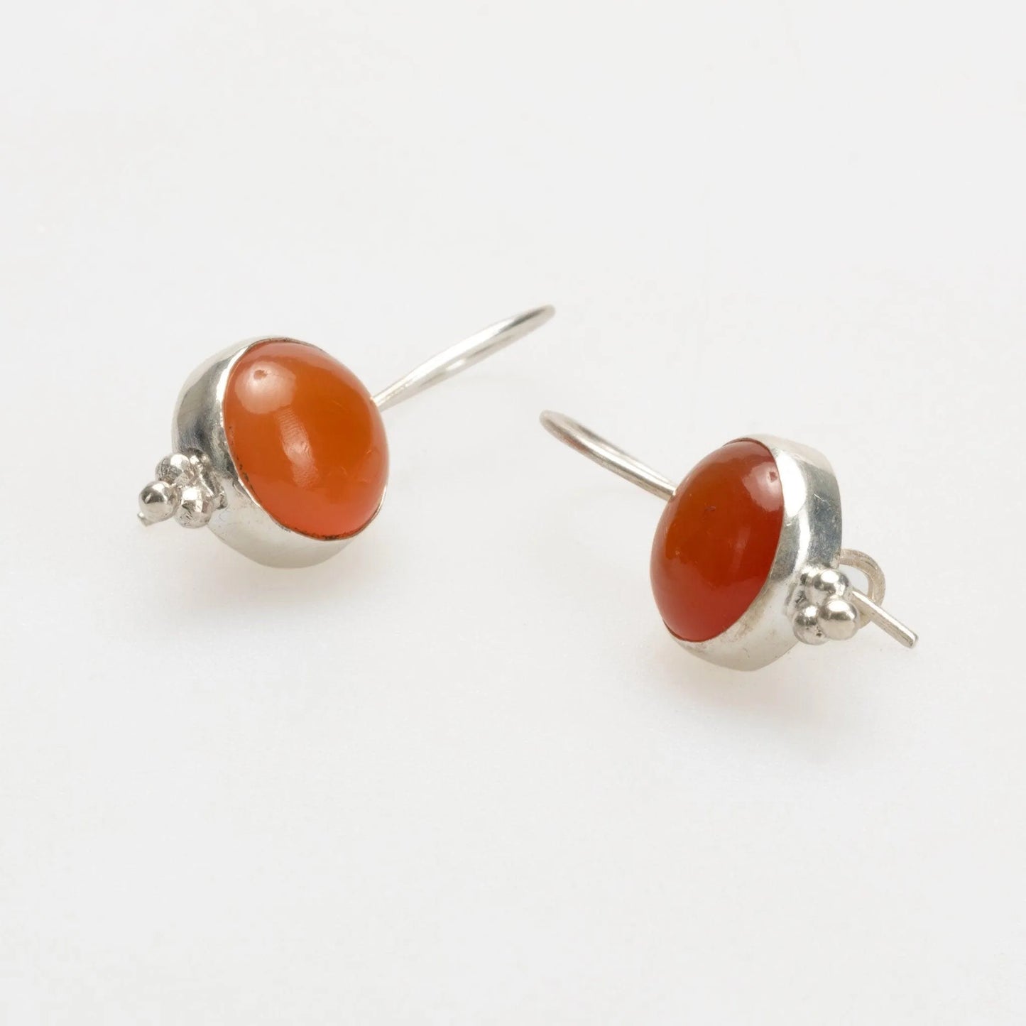 Silver Drop Earrings with Agate