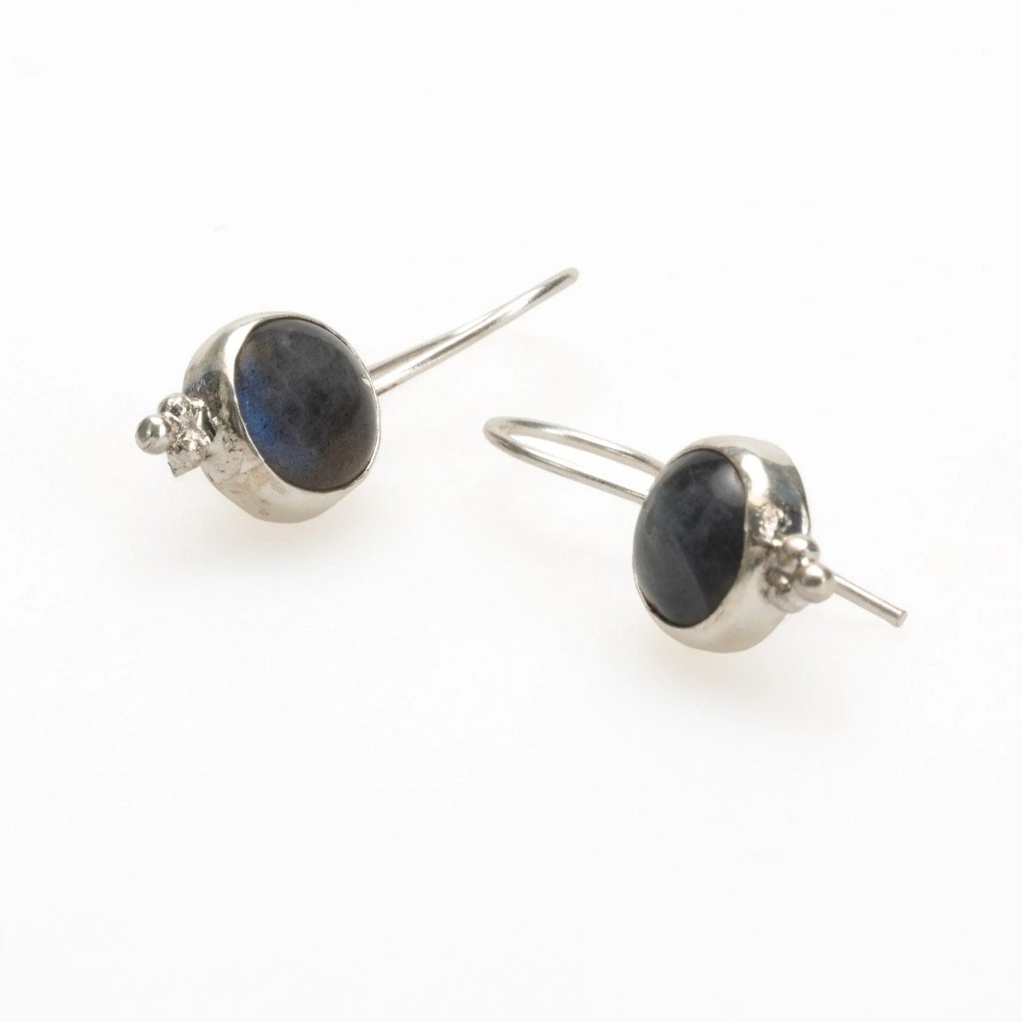 Silver Drop Earrings with Labradorite