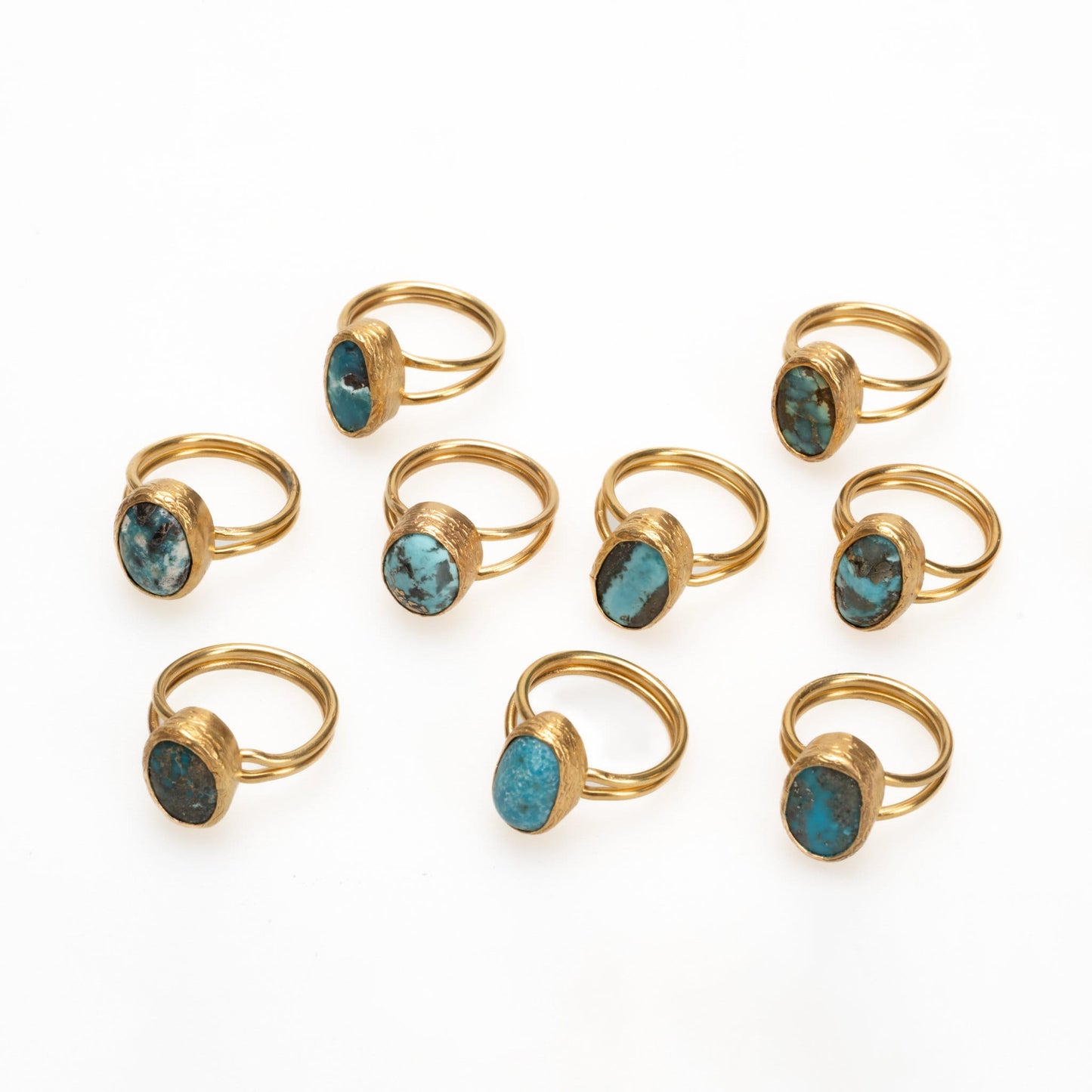 Adjustable Gold Ring with Turquoise Stone