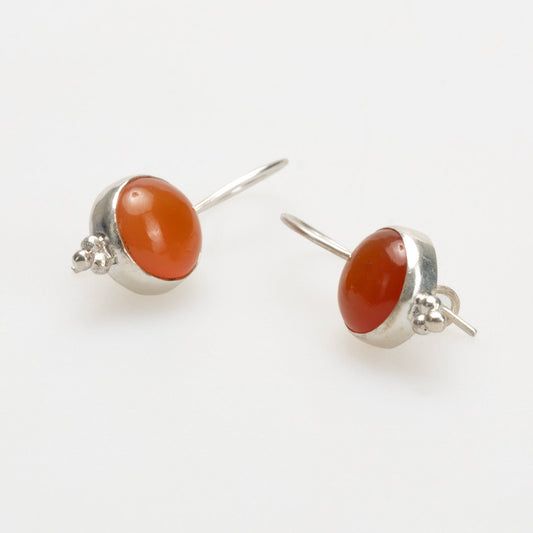 Silver Drop Earrings with Agate