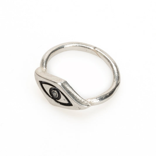 Adjustable Evil Eye Ring  with 18k Gold or 925 Sterling Silver Options