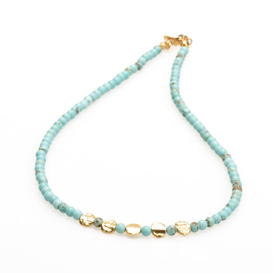 Indus Necklace, 4mm Turquoise Beaded Necklace