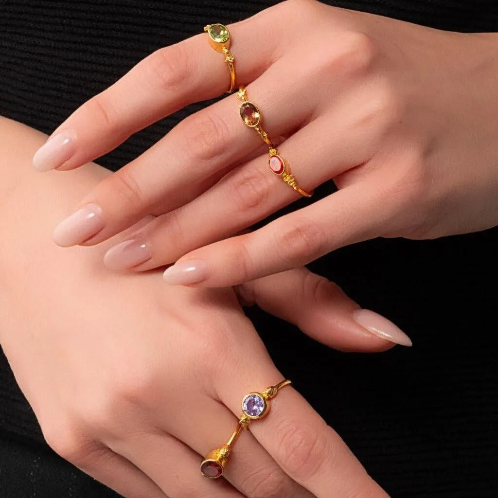 Minimal Gold Ring - Natural Stones